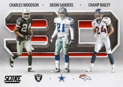 2021 Score 3D Champ Bailey / Charles Woodson / Deion Sanders #3D5 card