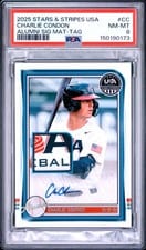 2025 Panini Stars & Stripes USA Baseball Alumni Signature Materials Charlie Condon #USA-CC card
