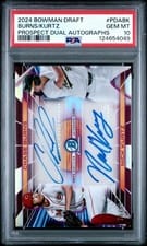 2024 Bowman Draft Prospect Dual Autographs Chase Burns / Nick Kurtz #PDA-BK card