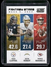 2021 Score Fantasy Stars Chase Claypool / Justin Herbert / Patrick Mahomes II #FS5 card