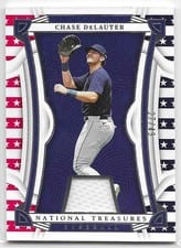 2023 Panini National Treasures Base Red, White & Blue Chase DeLauter #54 card