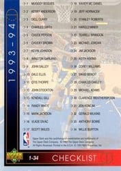 1993-94 Upper Deck Base Set Checklist: 1-64 #252 card