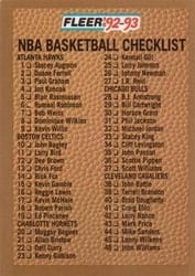 1992-93 Fleer Base Set Checklist: 1-87 #262 card