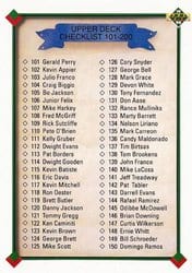 1990 Upper Deck Base Set Checklist: 101-200 #200 card