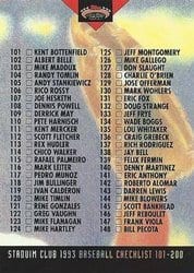 1993 Stadium Club Base Set Checklist: 101-200 #289 card