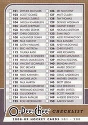 2008-09 O-Pee-Chee Base Set Checklist: 101-200 #497 card