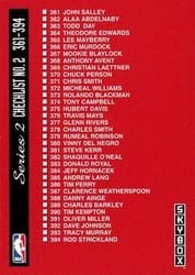 1992-93 SkyBox Base Set Checklist 2: 361-410 and Inserts #412 card