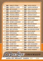 2008-09 O-Pee-Chee Base Set Checklist: 201-300 #498 card