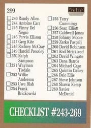 1990-91 SkyBox Base Set Checklist: 243-300 #299 card