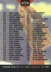 1993 Stadium Club Base Set Checklist: 301-400 #588 card