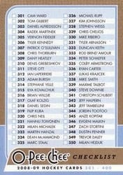 2008-09 O-Pee-Chee Base Set Checklist: 301-400 #499 card
