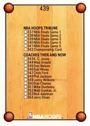 1990-91 Hoops Base Set Checklist: 337-381 #439 card