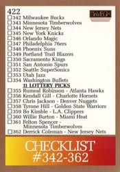 1990-91 SkyBox Base Set Checklist: 342-382 #422 card