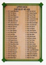 1989 Upper Deck Base Set Checklist: 401-500 #698 card