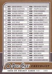 2008-09 O-Pee-Chee Base Set Checklist: 401-500 #500 card