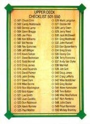 1989 Upper Deck Base Set Checklist: 501-600 #699 card