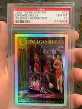 1996 Topps Chrome Chicago Bulls 72 Wins #72 card