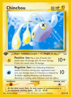 Neo Revelation Chinchou #42 card