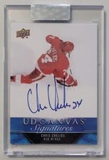 2023-24 Upper Deck Clear Cut Canvas Signatures Chris Chelios #CS-CC card