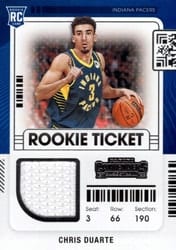 2021-22 Panini Contenders Rookie Ticket Swatches Chris Duarte #RTS-CDU card