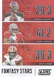 2020 Score Fantasy Stars Chris Godwin / Jameis Winston / Nick Chubb #FS-JCN card