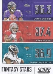 2020 Score Fantasy Stars Chris Godwin / Lamar Jackson / Leonard Fournette #FS-LCL card