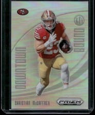 2024 Panini Prizm Deca Downtown Bound Christian McCaffrey #25 card