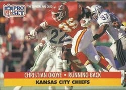1991 Pro Set Base Set Christian Okoye #185 card