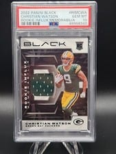 2022 Panini Black Rookie Influx Memorabilia Christian Watson #RIM-CWA card