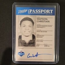 2022 Panini Prestige NFL Passport Signatures Christian Watson #NPS-CW card