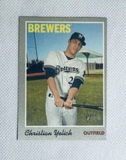 2019 Topps Heritage 1970 Cloth Stickers Christian Yelich #25 card