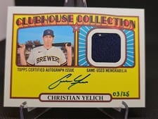 2021 Topps Heritage Clubhouse Collection Autograph Relics Christian Yelich #CCAR-CY card