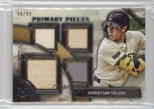 2025 Topps Museum Collection Single Player Primary Pieces Quad Relics Christian Yelich #SPPQ-CY card