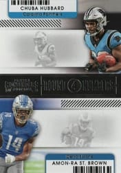 2021 Panini Contenders Round Numbers Chuba Hubbard / Amon-Ra St. Brown #RN-CHU card