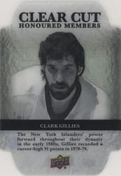 2022-23 Upper Deck Clear Cut Honoured Members Clark Gillies #HOF-114 card