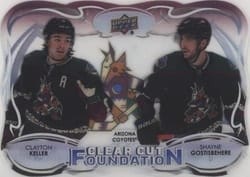 2022-23 Upper Deck Clear Cut Foundations Clayton Keller/Shayne Gostisbehere #CCF-GK card