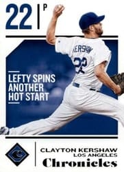 2018 Panini Chronicles Base Set Clayton Kershaw #21 card