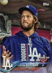 2018 Topps Opening Day Base Set Clayton Kershaw #1b card