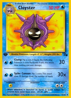 1999 Fossil Cloyster #32 card