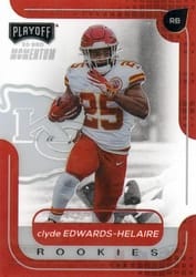 2020 Panini Chronicles Playoff Momentum SSD Rookies Clyde Edwards-Helaire #M-5 card