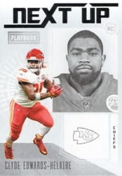 2020 Panini Playbook Next Up Clyde Edwards-Helaire #NU-21 card