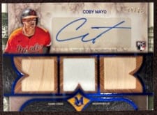 2025 Topps Museum Collection Single Player Signature Swatches Triple Relic Autographs Coby Mayo #SPTRA-CM card