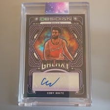 2021-22 Panini Obsidian Galaxy Autographs Coby White #GA-CWT card
