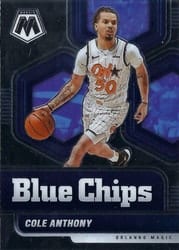 2020-21 Panini Mosaic Blue Chips Cole Anthony #11 card