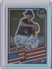 2026 Panini Stars & Stripes Prizm Signatures Prizms Cole Carlon #47 card