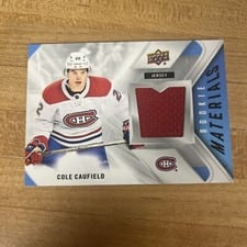 2021-22 Upper Deck Rookie Materials Cole Caufield #RM-CC card