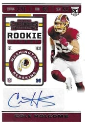 2019 Panini Contenders Base Set Cole Holcomb #286 card