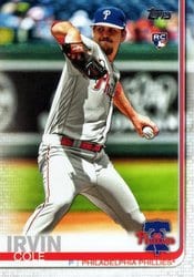 2019 Topps Update Base Set Cole Irvin #US108 card