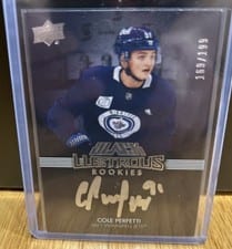 2021-22 SPx UD Black Lustrous Rookie Signatures Cole Perfetti #LRS-CP card