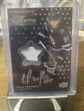 2021-22 Upper Deck Premier Star Systems Rookies Autograph Patch Cole Perfetti #SSR-CP card